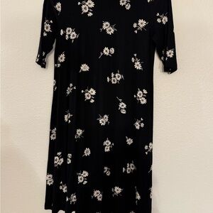 Floral Black and White Women's Dress